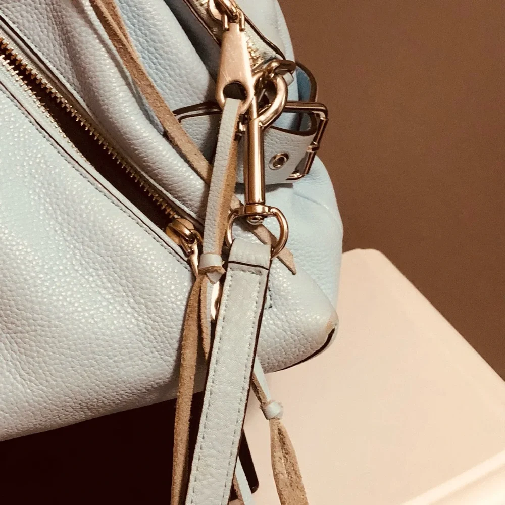 Rebecca Minkoff Large Moto Satchel Tote.  Powder Blue - Picture 9 of 11